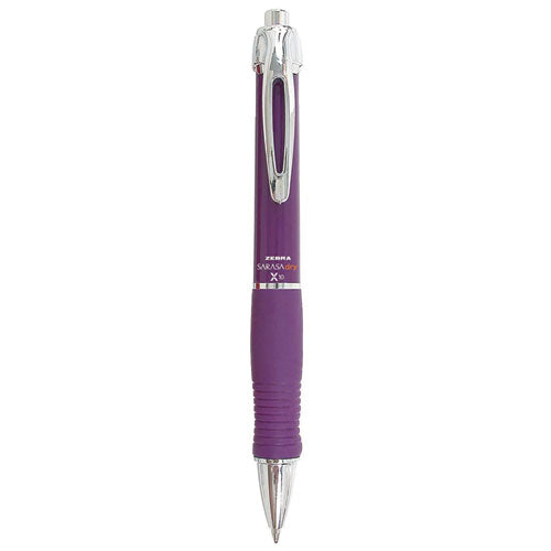 Image of Zebra® Sarasa Dry X10 Gel Pen, Retractable, Medium 0.7 mm, Violet Ink, Violet/Silver Barrel, 12/Pack