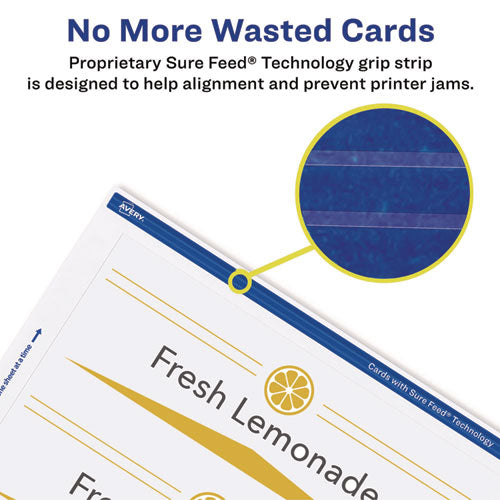 Image of Avery® Medium Embossed Tent Cards, White, 8.5 x 2.5, 2 Cards/Sheet, 50 Sheets/Box