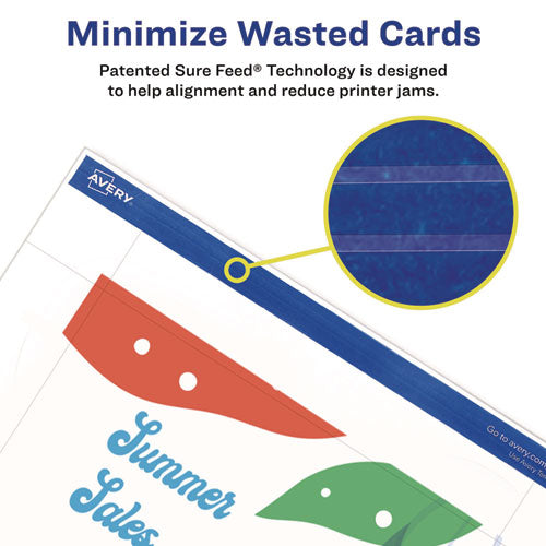 Image of Avery® Printable Postcards, Laser, 80 lb, 4 x 6, Matte White, 80 Cards, 2 Cards/Sheet, 40 Sheets/Box