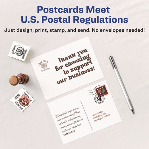 Image of Avery® Printable Postcards, Laser, 80 lb, 4 x 6, Matte White, 80 Cards, 2 Cards/Sheet, 40 Sheets/Box