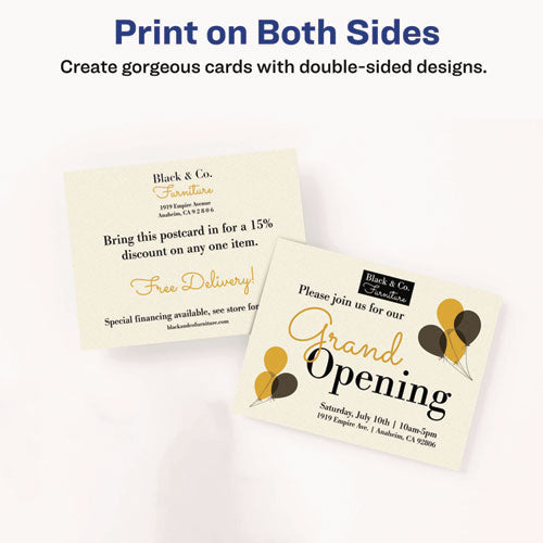 Image of Avery® Printable Postcards, Inkjet/Laser, 80 lb, 4.25 x 5.5, Matte Ivory, 100 Cards, 4 Cards/Sheet, 25 Sheets/Box
