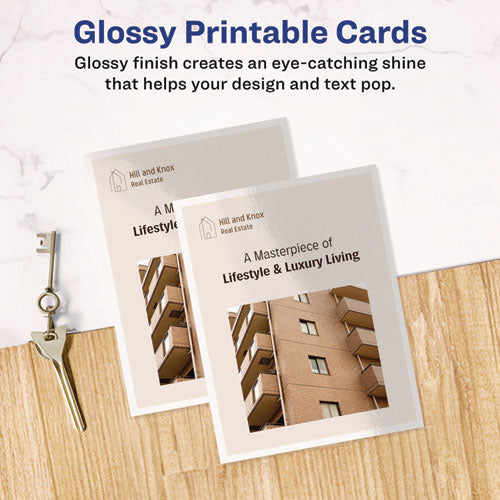 Image of Avery® Photo-Quality Printable Postcards, Inkjet, 74 Lb, 4.25 X 5.5, Glossy White, 100 Cards, 4 Cards/sheet, 25 Sheets/pack