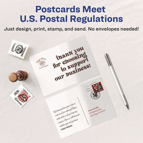 Image of Avery® Photo-Quality Printable Postcards, Inkjet, 74 Lb, 4.25 X 5.5, Glossy White, 100 Cards, 4 Cards/sheet, 25 Sheets/pack