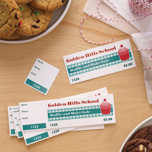 Image of Avery® Printable Tickets w/Tear-Away Stubs, 97 Bright, 65 lb Cover Weight, 8.5 x 11, White, 10 Tickets/Sheet, 20 Sheets/Pack