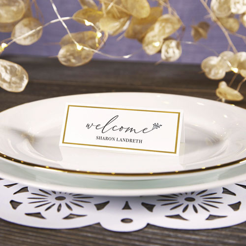 Image of Avery® Tent Cards, White/Gold, 3.75" x 1.44", 6 Cards/Sheet, 25 Sheets/Pack