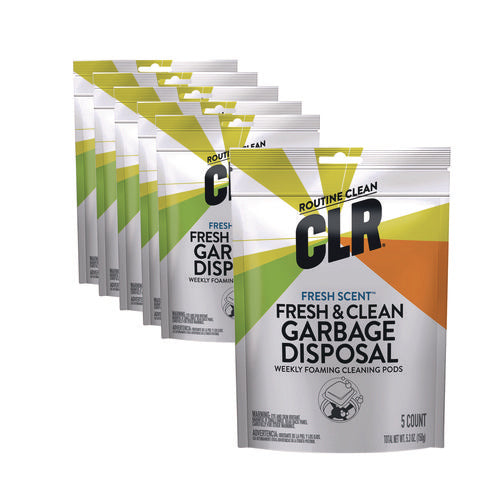 Image of CLR PRO® Fresh and Clean Garbage Disposal, Fresh Scent, 5 Pods/Pack, 6 Packs/Carton