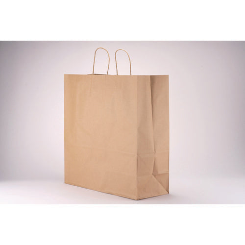 Image of Kari-Out® Kraft Paper Bags, Natural Twisted-Paper Handles, 18" x 7" x 18.5", Brown Kraft, 200/Bundle