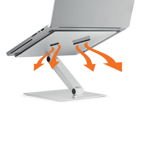 Image of Durable® Folding Adjustable Laptop Mount, Silver, Supports 11 lbs