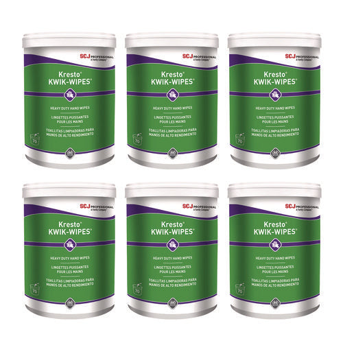 Image of SC Johnson Professional® Kresto Kwik-Wipes, Cloth, 1-Ply, 7.9 X 5.7, Citrus, White, 70/pack, 6 Packs/carton