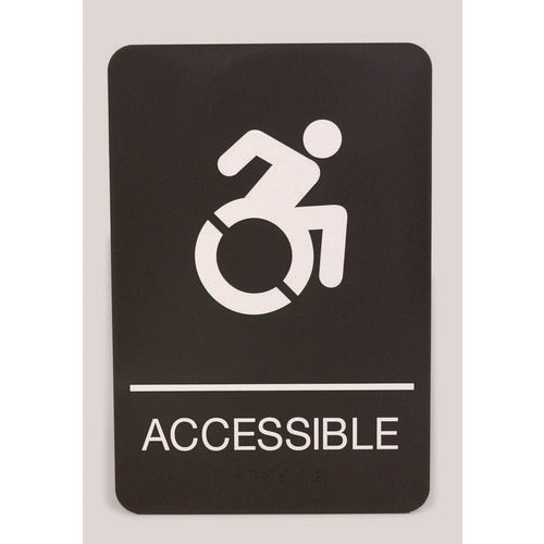 Image of Headline® Sign ADA Sign, Accessible, 6 x 9, Black Face, White Graphics
