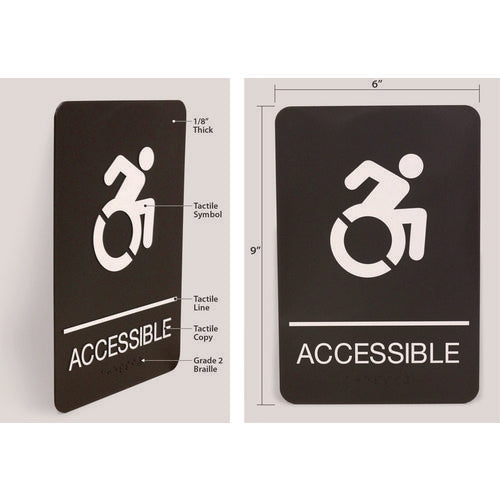 Image of Headline® Sign ADA Sign, Accessible, 6 x 9, Black Face, White Graphics
