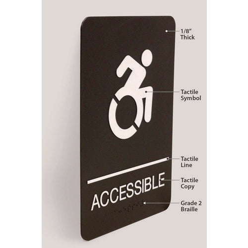 Image of Headline® Sign ADA Sign, Accessible, 6 x 9, Black Face, White Graphics