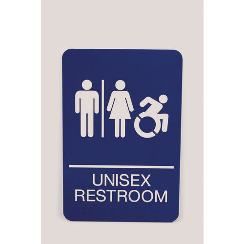 Image of Headline® Sign ADA Sign, Unisex Restroom, 6 x 9, Blue Face, White Graphics