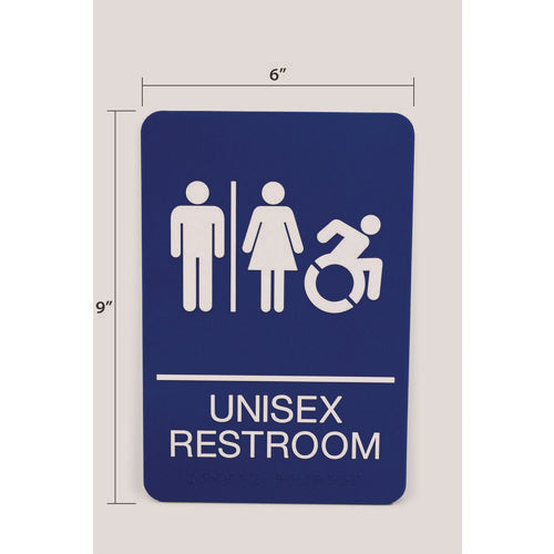 Image of Headline® Sign ADA Sign, Unisex Restroom, 6 x 9, Blue Face, White Graphics