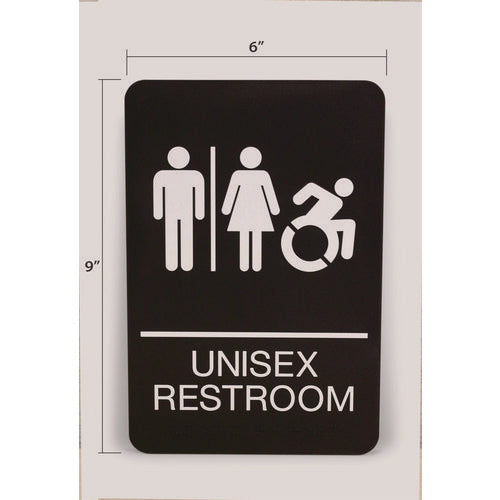 Image of Headline® Sign ADA Sign, Unisex Restroom, 6 x 9, Black Face, White Graphics