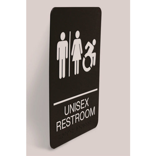 Image of Headline® Sign ADA Sign, Unisex Restroom, 6 x 9, Black Face, White Graphics