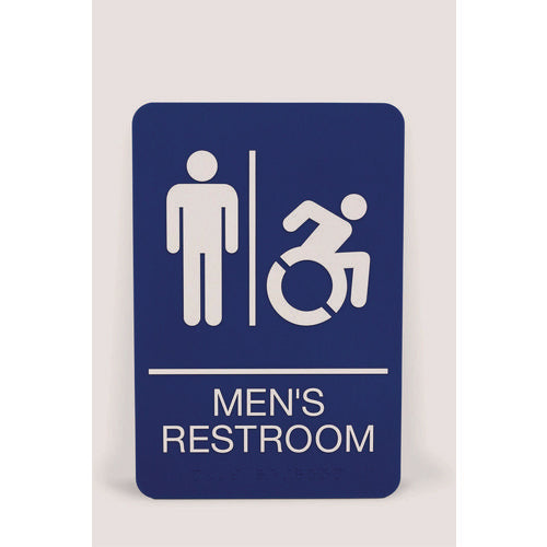 Image of Headline® Sign ADA Sign, Men's Restroom, 6 x 9, Blue Face, White Graphics