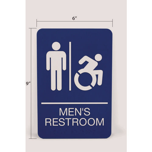 Image of Headline® Sign ADA Sign, Men's Restroom, 6 x 9, Blue Face, White Graphics