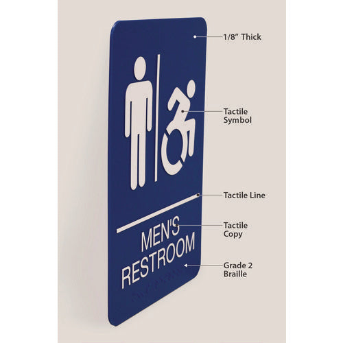 Image of Headline® Sign ADA Sign, Men's Restroom, 6 x 9, Blue Face, White Graphics