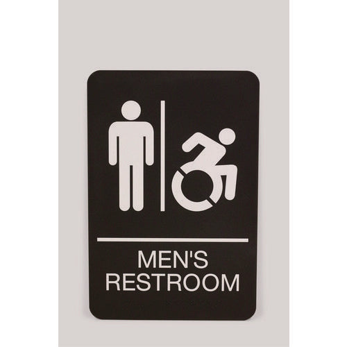 Image of Headline® Sign ADA Sign, Men's Restroom, 6 x 9, Black Face, White Graphics