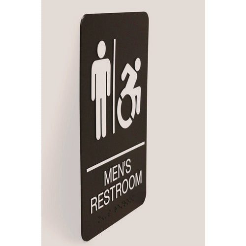 Image of Headline® Sign ADA Sign, Men's Restroom, 6 x 9, Black Face, White Graphics