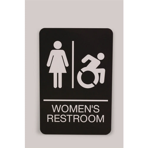 Image of Headline® Sign ADA Sign, Women's Restroom, 6 x 9, Black Face, White Graphics