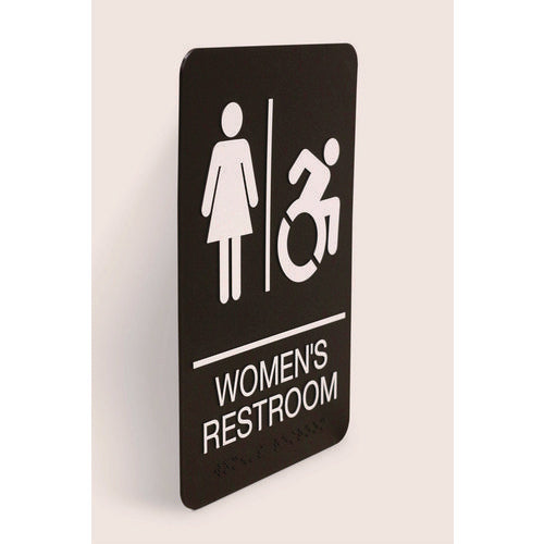 Image of Headline® Sign ADA Sign, Women's Restroom, 6 x 9, Black Face, White Graphics