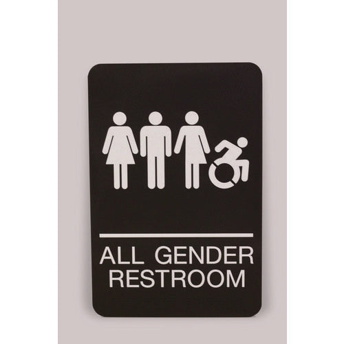 Image of Headline® Sign ADA Sign, All Gender Restroom, 6 x 9, Black Face, White Graphics