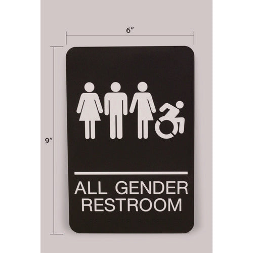 Image of Headline® Sign ADA Sign, All Gender Restroom, 6 x 9, Black Face, White Graphics