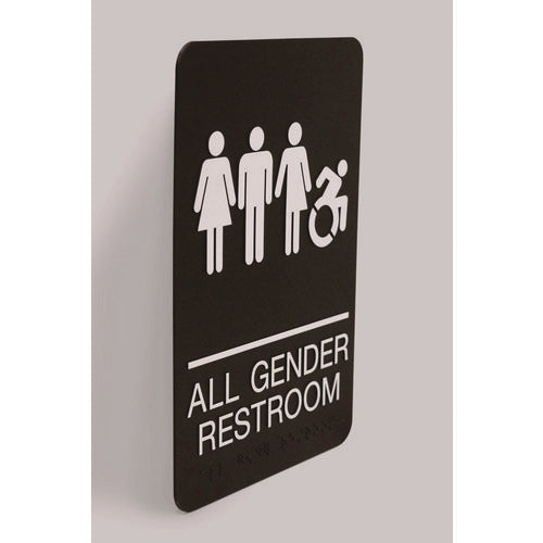 Image of Headline® Sign ADA Sign, All Gender Restroom, 6 x 9, Black Face, White Graphics