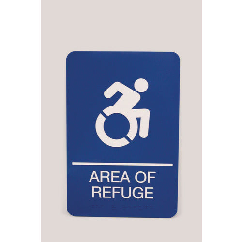 Image of Headline® Sign ADA Sign, Area of Refuge, 6 x 9, Blue Face, White Graphics