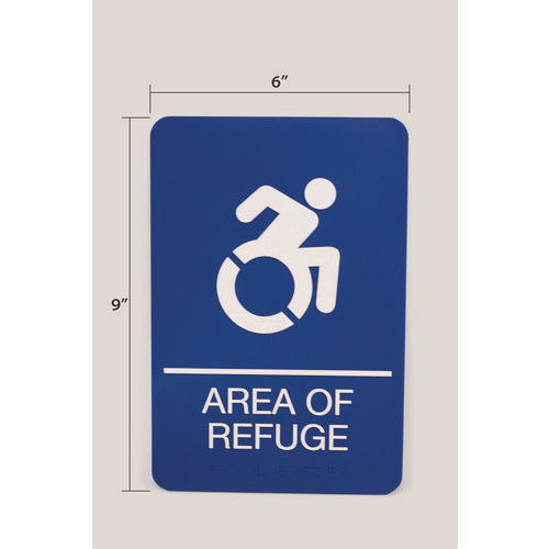 Image of Headline® Sign ADA Sign, Area of Refuge, 6 x 9, Blue Face, White Graphics