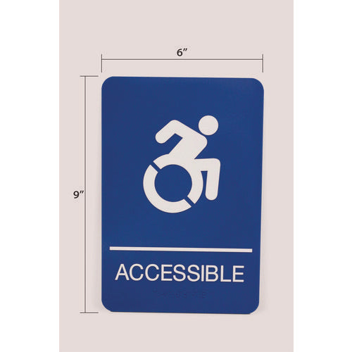 Image of Headline® Sign ADA Sign, Accessible, 6 x 9, Blue Face, White Graphics