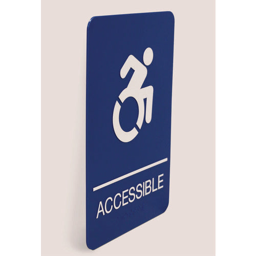 Image of Headline® Sign ADA Sign, Accessible, 6 x 9, Blue Face, White Graphics