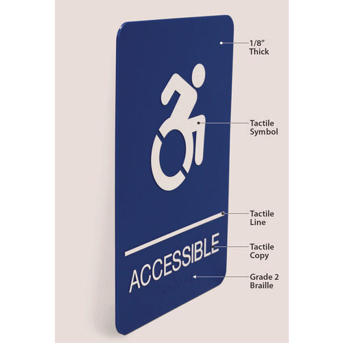 Image of Headline® Sign ADA Sign, Accessible, 6 x 9, Blue Face, White Graphics