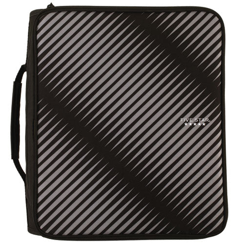 Image of Five Star® Zipper Binder, 3 Rings, 2" Capacity, 11 X 8.5, Black/gray Zebra Print Design