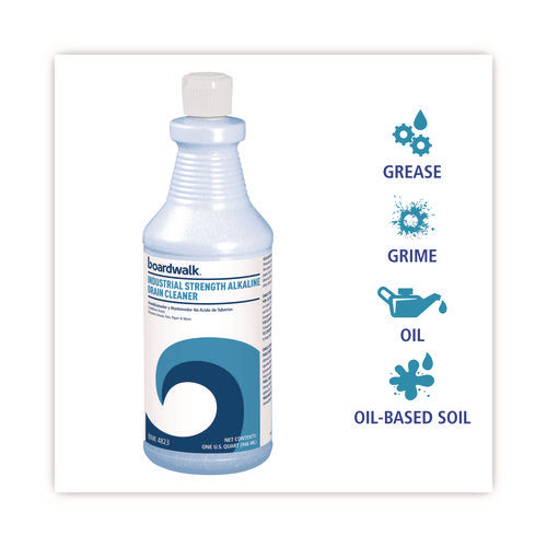 Image of Boardwalk® Industrial Strength Alkaline Drain Cleaner and Clog Remover, 32 oz Bottle