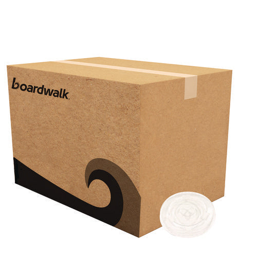 Image of Boardwalk® Crystal-Clear Cold Cup Straw-Slot Lids, Fits 9 oz to 10 oz Cold Cups, Plastic, Clear, 1,000/Carton
