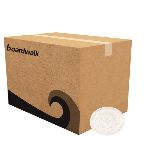 Image of Boardwalk® Crystal-Clear Cold Cup Straw-Slot Lids, Fits 9 oz Squat/12 oz Cold Cups, Plastic, Clear, 1,000/Carton