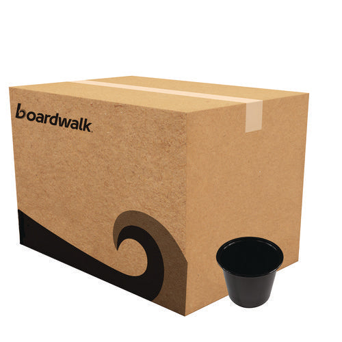 Image of Boardwalk® Souffle/Portion Cups, 5.5 oz, Plastic, Black, 2,500/Carton