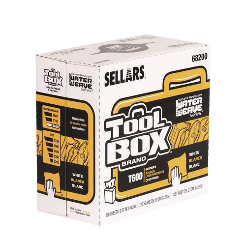 Image of Sellars® TOOLBOX WaterWeave T600 Wipers, 1-Ply, 8.27 x, 16.5, White, 126 Sheets/Box, 10 Boxes/Carton