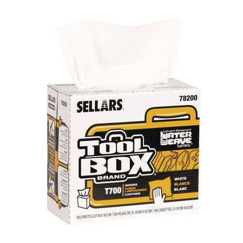 Image of Sellars® TOOLBOX WaterWeave T700 Wipers, 1-Ply, 8.27 x 16.5, White, 100 Sheets/Box, 8 Boxes/Carton