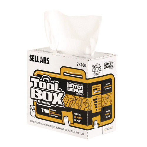 Image of Sellars® TOOLBOX WaterWeave T700 Wipers, 1-Ply, 8.27 x 16.5, White, 100 Sheets/Box, 8 Boxes/Carton