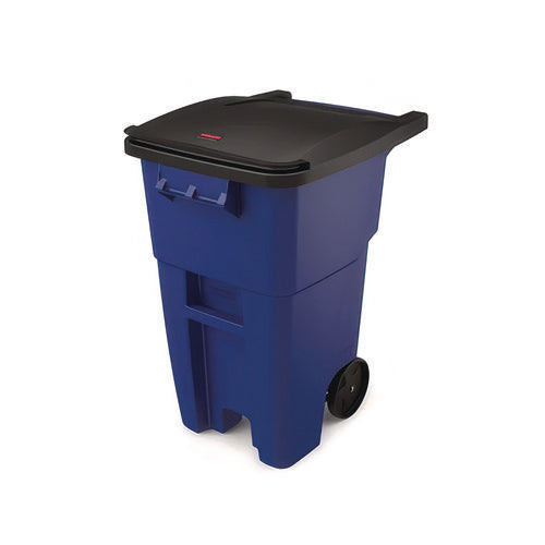Image of Rubbermaid® Commercial Square Brute Rollout Container, 50 gal, Molded Plastic, Blue
