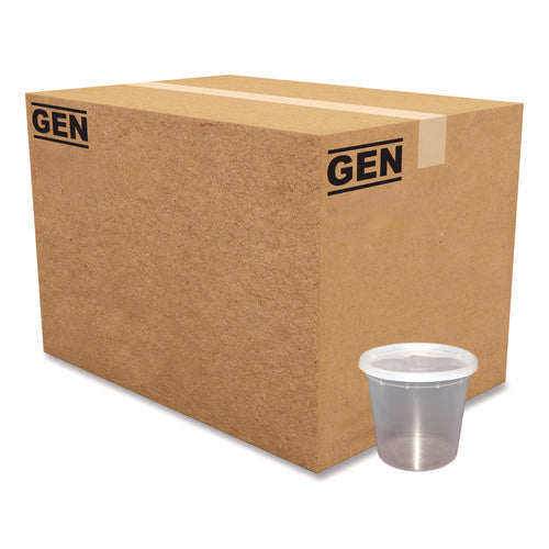 Image of GEN Plastic Deli Container with Lid, 24 oz, Clear, Plastic, 240/Carton