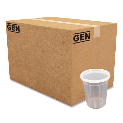 Image of GEN Plastic Deli Container with Lid, 32 oz, Clear, Plastic, 240/Carton