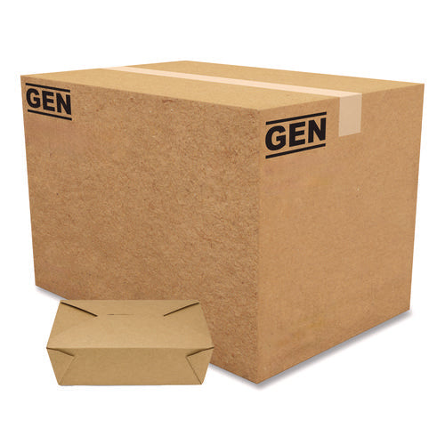 Image of GEN Reclosable Kraft Take-Out Box, 76 oz, Brown, Paper, 200/Carton