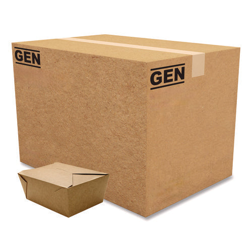 Image of GEN Reclosable Kraft Take-Out Box, 110 oz, Brown, Paper, 160/Carton