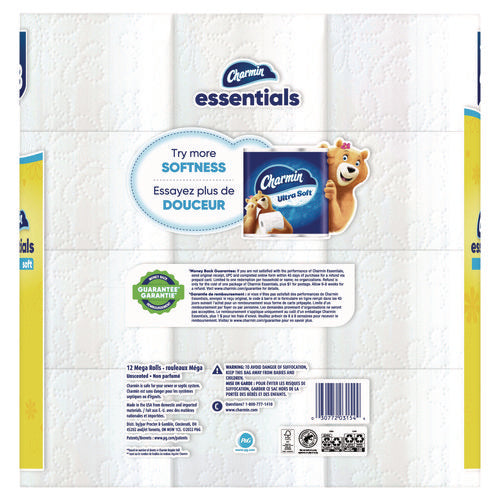 Image of Charmin® Essentials Soft Bathroom Tissue, Septic Safe, 2-Ply, White, 330 Sheets/Roll, 12 Rolls/Pack, 4 Packs/Carton