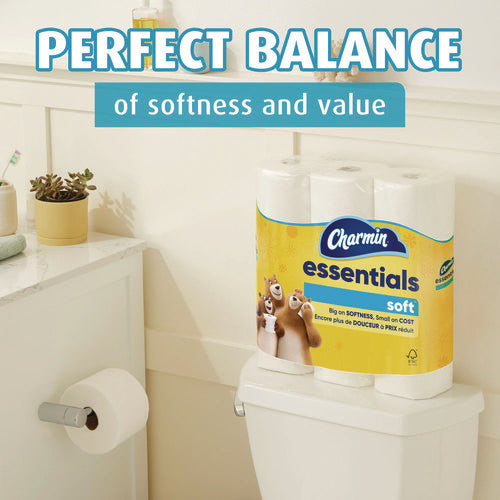 Image of Charmin® Essentials Soft Bathroom Tissue, Septic Safe, 2-Ply, White, 330 Sheets/Roll, 12 Rolls/Pack, 4 Packs/Carton